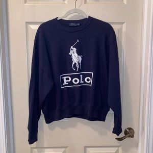 navy polo crew neck sweatshirt